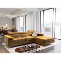 masseno Ecksofa ELMA R-S Gelb Velours-Stoff mit Schlaffunktion