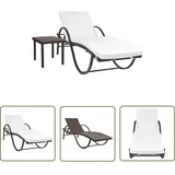 The Living Store Sonnenliege Mit Auflage & Tisch Poly Rattan Braun - Sonnenliege - Gartenmöbel - Rattan Möbel - Outdoor Furniture - Lounge Chair