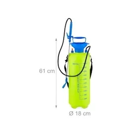 Relaxdays Drucksprüher, 10 l, verstellbare Düse & Skalierung, Bewässerung & Pflanzenschutz, Pumpsprühgerät, gelb-blau