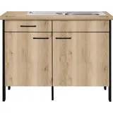 OPTIFIT Spülenschrank Tokio 118 cm breit, mit Stahlgestell, mit Vollauszug beige