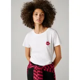 Pepe Jeans T-Shirt BRULE mit Runhals, kleiner Print auf der Brust weiß XS (34)