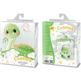 FARO Babybettwäscheset 100x135 Dinosaurier Kuscheltiere - Hellblau