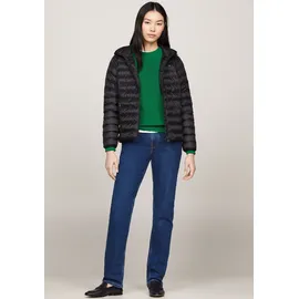 Tommy Hilfiger Damen, Daunenjacke Padded Global Stripe Jacket mit Kapuze, schwarz, (Black), XS - XS