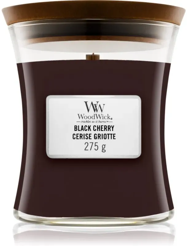 Woodwick Black Cherry Duftkerze mit Holzdocht 275 g