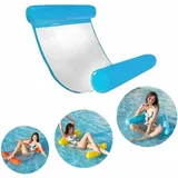 Minkurow Aufblasbares Schwimmbett, Ultra Bequeme Wasserhängematte Mit Netz, Aufblasbares Kopf- Und Fußteil Schwimmbecken Hängematte Wasser Luftmatratze Schwimmliege (blau)