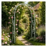 DanDiBo Ambiente DanDiBo Rosenbogen Silber, Metall 150x222x34 cm Torbogen 96524 Wetterfest Rundbogen Volleisen Rankhilfe Gartenbogen Feuerverzinkt