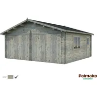 PALMAKO AS Blockbohlen-Garage, BxT: 575 x 510 cm (Außenmaße), Holz - grau