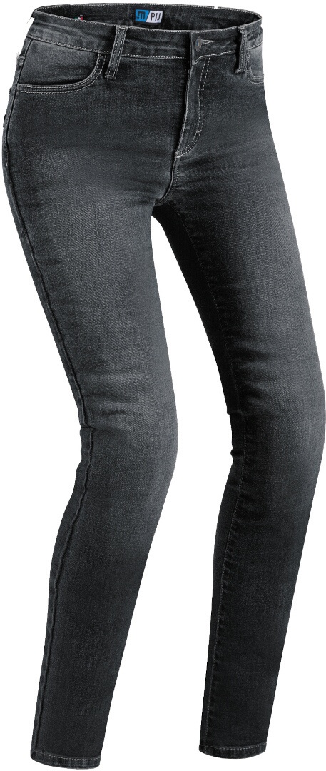 PMJ Skinny Damen Motorradjeans, schwarz, Größe 34