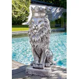 Casablanca modernes Design Casablanca Skulptur Löwe - Höhe 70 cm - Silber aus Magnesia - antikfinish - Dekoration Tierfigur - Kunst Wohnaccessoire - Garten