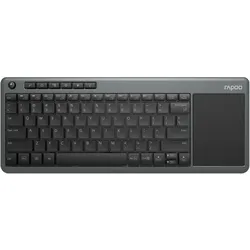 Rapoo Kabellose Touch-Tastatur "K2600", Grau kabellose Multimodus-Verbindung - ultraflaches Design - QWERTZ deutsches-Layout
