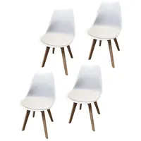 HTI-Living Esszimmerstuhl Stuhl Atlanta PU Muster 4er-Set (Set, 4 St), Esszimmerstuhl Kunststoffschale Kunstlederbezug Holzfüße weiß