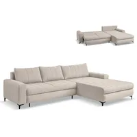 Ecksofa - beige - Liegefunktion und Staukasten Sofa Wohnlandschaft Couch