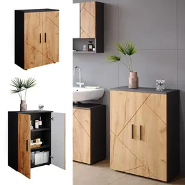 Vicco Midischrank 60 x 81 x 30 cm Anthrazit/Goldkraft Eiche