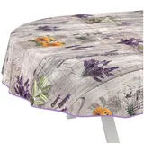 ANRO Tischdecke Provence Lavendel abwaschbar Wachstuch pflegeleicht wasserabweisend (Einzelstück 1-tlg), Schmutzabweisend Shabby Chic Grau Oval 300x140cm Gartentischdecke grau|lila Oval | 140 cm x 300 cm