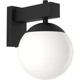 Eglo Wandlampe außen Bufalata, Außenbeleuchtung Hauswand, Außenwandleuchte aus Metall in Schwarz mit Kugel aus Kunststoff in Weiß, Wand Außenleuchte mit E27 IP44