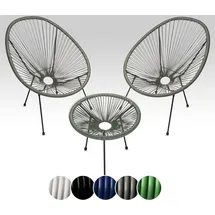 sunnypillow Acapulco Gartenstuhl 2er Set 2 x 70 x 70 x 85 cm grau