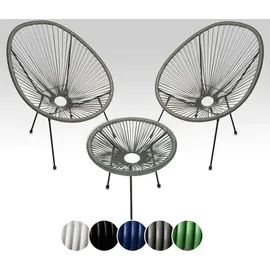 sunnypillow Acapulco Gartenstuhl 2er Set 2 x 70 x 70 x 85 cm grau