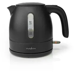 Nedis Wasserkocher - 1.0 l - Plastik - Schwarz - Um 360 Grad drehbar - Verdecktes Heizelement - Strix Controller - Boil-dry protection