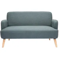 Skandinavisches Sofa 2-Sitzer aus grüngrauem Stoff und hellem Holz ISKO