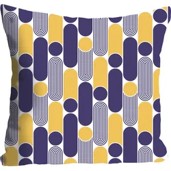 Dekokissen QUEENCE "Susan", lila (gelb, lila, bedruckt), B:40cm L:40cm, Polyester, Dekokissen_Sitzkissen_Kissenhüllen, mit abstrakten Formen