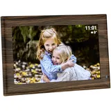 TFA Dostmann Frameo App WiFi-Bilderrahmen 10.1 Zoll mit Bewegungssensor, Touchscreen, inkl USB und Micro SD, für Video und Foto, in Holz-Optik,