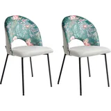 Beliani Esszimmerstuhl 2er Set Samtstoff Mintgrün Blumenmuster