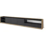 SKRAUT HOME Lowboard 310x50x37 cm Schwarz Eiche Holzwerkstoff