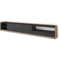 SKRAUT HOME Lowboard 310x50x37 cm Schwarz Eiche Holzwerkstoff