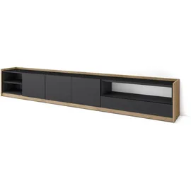 SKRAUT HOME Lowboard 310x50x37 cm Schwarz Eiche Holzwerkstoff