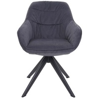 MCW Esszimmerstuhl MCW-K28, Küchenstuhl Polsterstuhl Stuhl mit Armlehne, drehbar, Metall ~ Stoff/Textil grau