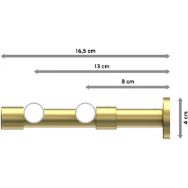 Interdeco GARDINENSTANGE Prestige Santo 240 cm (geteilt in 2 x 120 cm), 2-läufig, 20 mm Ø Messing-Optik