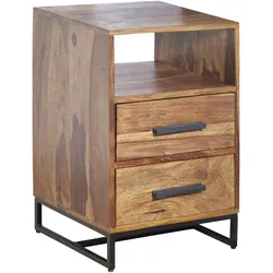 Kadima Design Moderne Nachtkommode im Industrial-Style, Massivholz- und Metall-Design, für Boxspringbetten. 40x35x66 cm