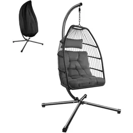 Tectake tectake® Hängesessel, Ariane mit Gestell und Kissen 160kg