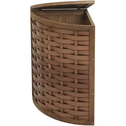 Mendler Eck-Wäschekorb HWC-H87, Wäschebox Wäschesammler Wäschebehälter Wäschesortierer, Holz 70L 66x53x38cm ~ braun