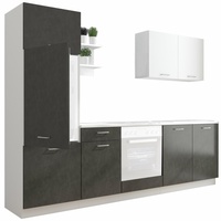 Küchenblock - Betonoptik dunkel - weiß matt - 270 cm