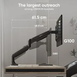 ONKRON Monitorhalterung G100-B für VESA TFT, Tisch-Befestigung, schwarz