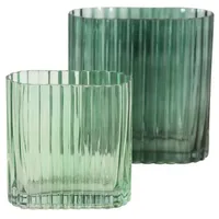 Boltze Gruppe - Vasen tulipa, grünes Glas, 2er-Set