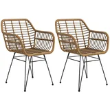 Homcom Esszimmerstuhl Rattan braun 2er Set