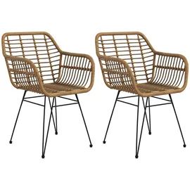Homcom Esszimmerstuhl Rattan braun 2er Set