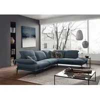 W.SCHILLIG Ecksofa sherry, Designsofa mit tollem Sitzkomfort, elegant und zeitlos, L-Form, mit Kopfstützenverstellung, Winkelfüße in Schwarz, Breite 302 cm blau