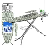 Kadax Bügelbrett mit Steckdose, 130x48cm Dampfbügelbrett Grün