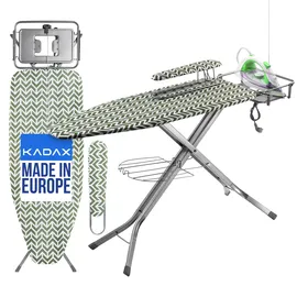 Kadax Bügelbrett mit Steckdose, 130x48cm Dampfbügelbrett Grün