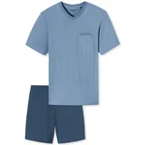 SCHIESSER Herren Schlafanzug Comfort kurz blaugrau