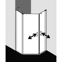 Kermi Pega Fünfeck-Duschkabine PE47R09020VZK 90x90x200cm, silber hochglanz ESG SR Arena C Clean, rechts