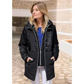 GOLDNER Langmantel GOLDNER "Kurzgröße Wintermantel mit Softshell-Einsatz", Damen, Gr. 19, schwarz, Obermaterial: 50% Polyamid PA. 47% Polyester PES. 3% Elasthan EL., Mäntel, mit Softshell-Einsatz