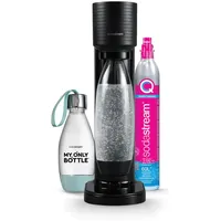 SodaStream GAIA Sprudelwassermaschine | Pack 1 Flasche 1 l + 1 Flasche 0,5 l spülmaschinenfest + 1 Gasnachfüller 60 l zum Anstecken | Schwarz [Amazon Exklusive], Schwarz