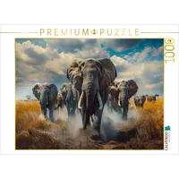 Calvendo Puzzle Elefantenherde 1000 Teile Lege-Größe 64x48cm Foto-Puzzle für