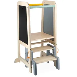 Stehhilfe JANOD "Lernturm mit Schiefertafel", Baby, Gr. B/H/T: 50cm x 85cm x 43cm, bunt, Stühle Kinderstuhl, und abnehmbarem Tritthocker