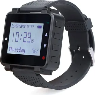 Retekess T128 Wireless Caregiver Pager Kellner Uhrenempfänger für TD007 und T117 Button im Restaurant Hospital Nursing Home - Schwarz