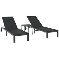 VidaXL Sonnenliegen 2 Stk. mit Rädern und Tisch Schwarz